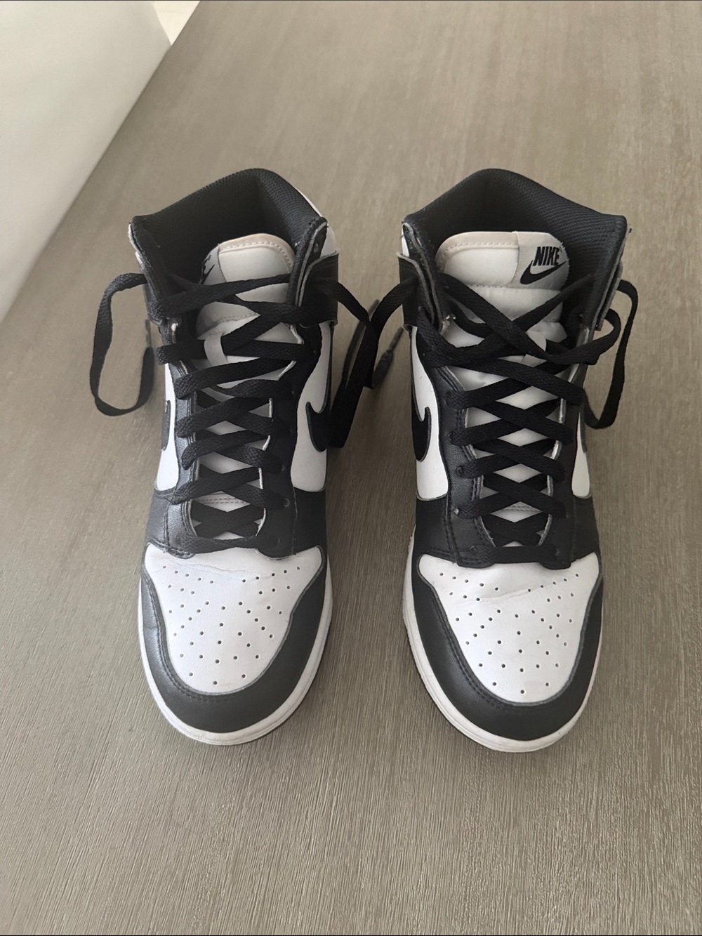 Nike Men’s Black and White High-Top Sneakers - Swoosh Detail